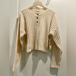 No Boundaries Cream Button-Up Knit Sweater